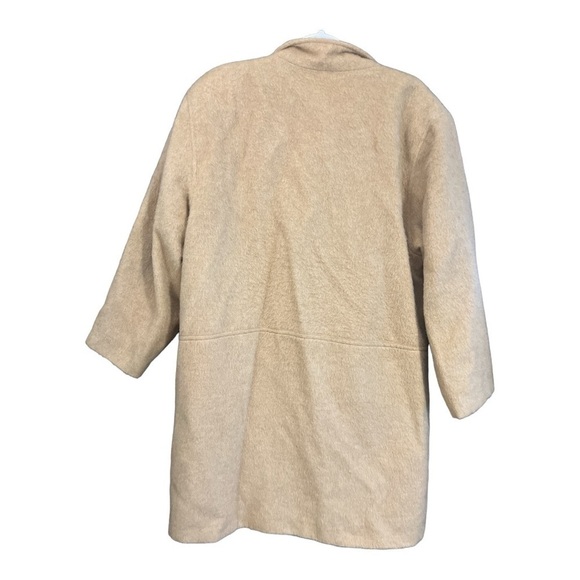 CHAUS Wool/Alpaca Blend Oversized Tan Asymmetrical Zip Coat Size 8 Minimalist - Picture 8 of 8